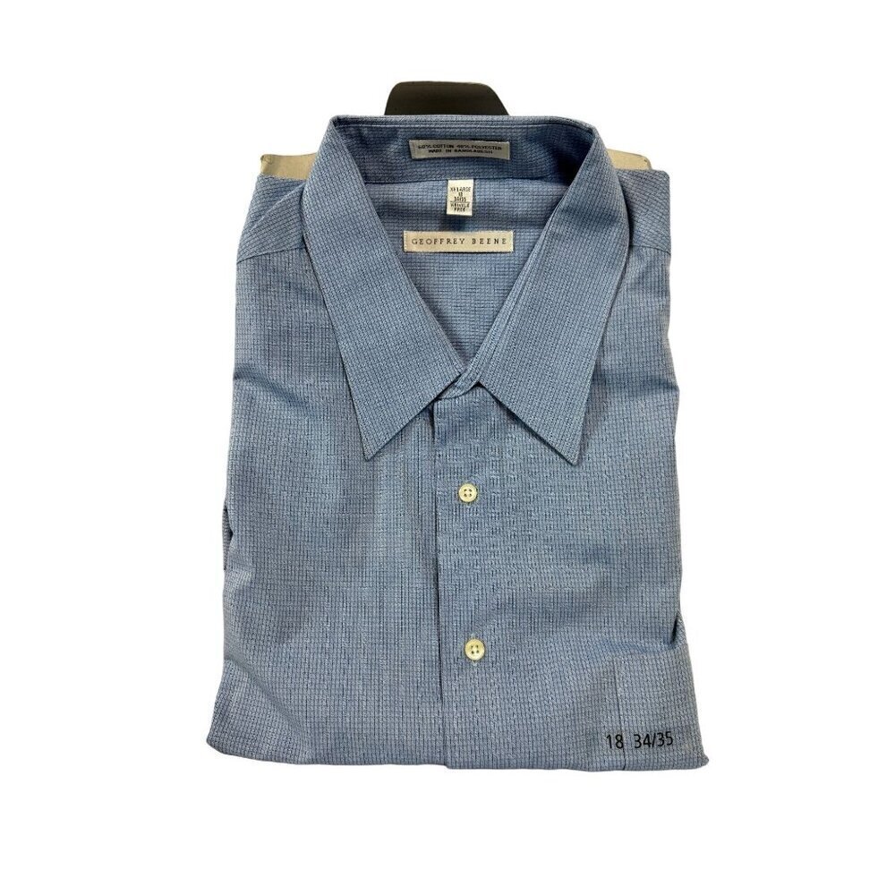 Men’s Light Blue Geoffrey Beene Long Sleeve Shirt Size: XXL / 18 Wrinkle Free NW